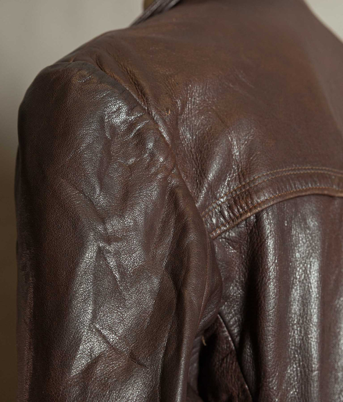 Original 1940s German Military Horsehide Leather Officer Trench Coat