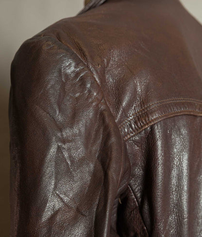 Original 1940s German Military Horsehide Leather Officer Trench Coat