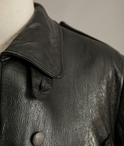 WWII Örebro Swedish Army Pansartrupperna Leather Trench Coat - Unit Marked P17