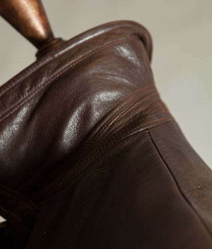 Original 1940s German Military Horsehide Leather Officer Trench Coat