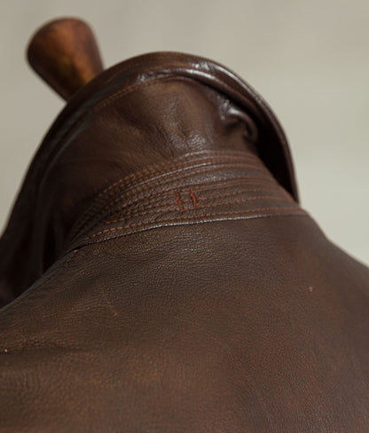 Original 1940s German Military Horsehide Leather Officer Trench Coat