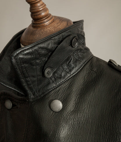 WWII Örebro Swedish Army Pansartrupperna Leather Trench Coat - Unit Marked P17