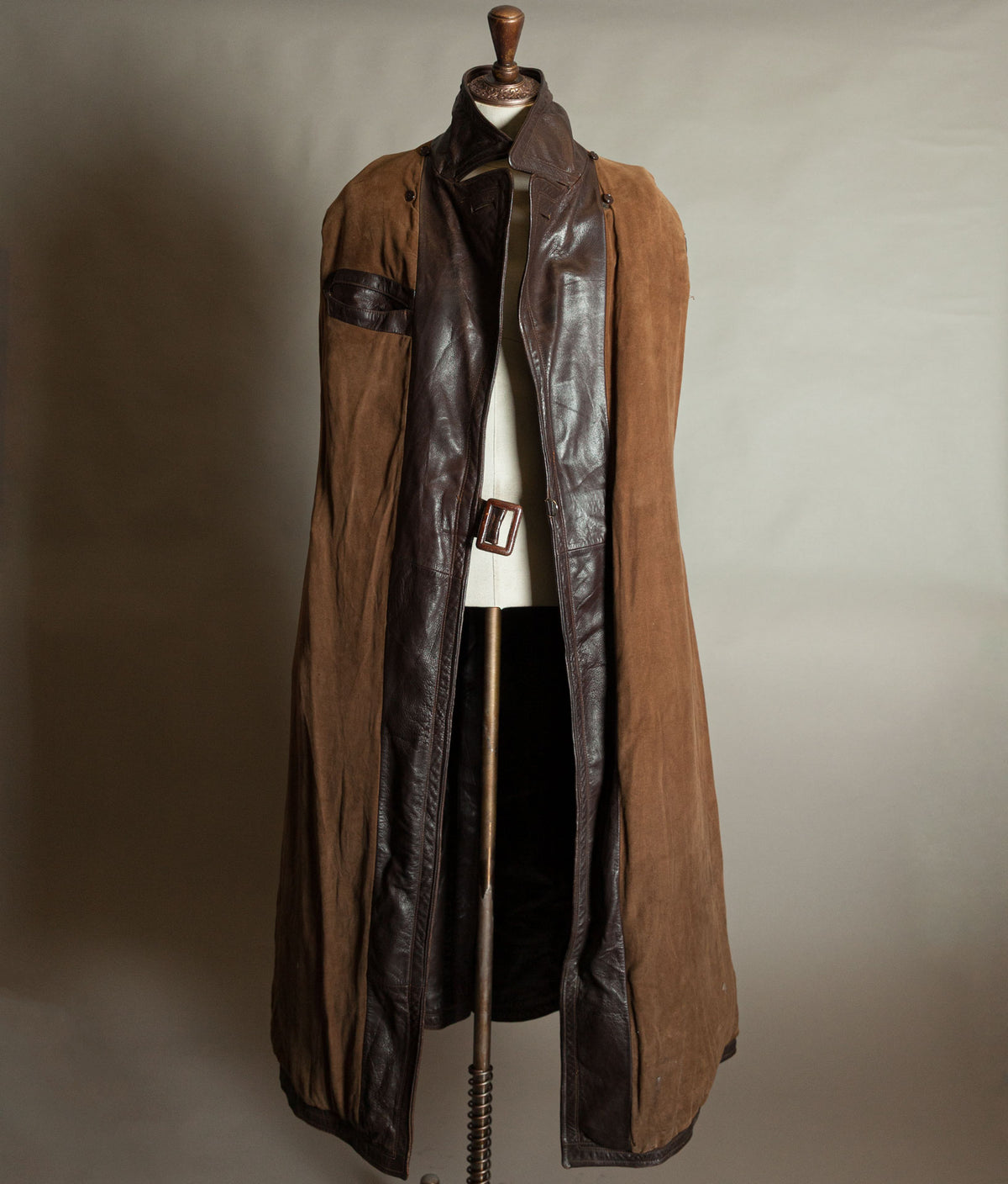 Original 1940s German Military Horsehide Leather Officer Trench Coat