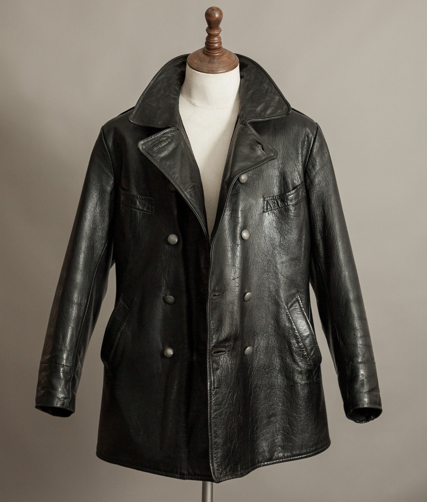 WWII Örebro Swedish Army Pansartrupperna Leather Trench Coat - Unit Marked P17