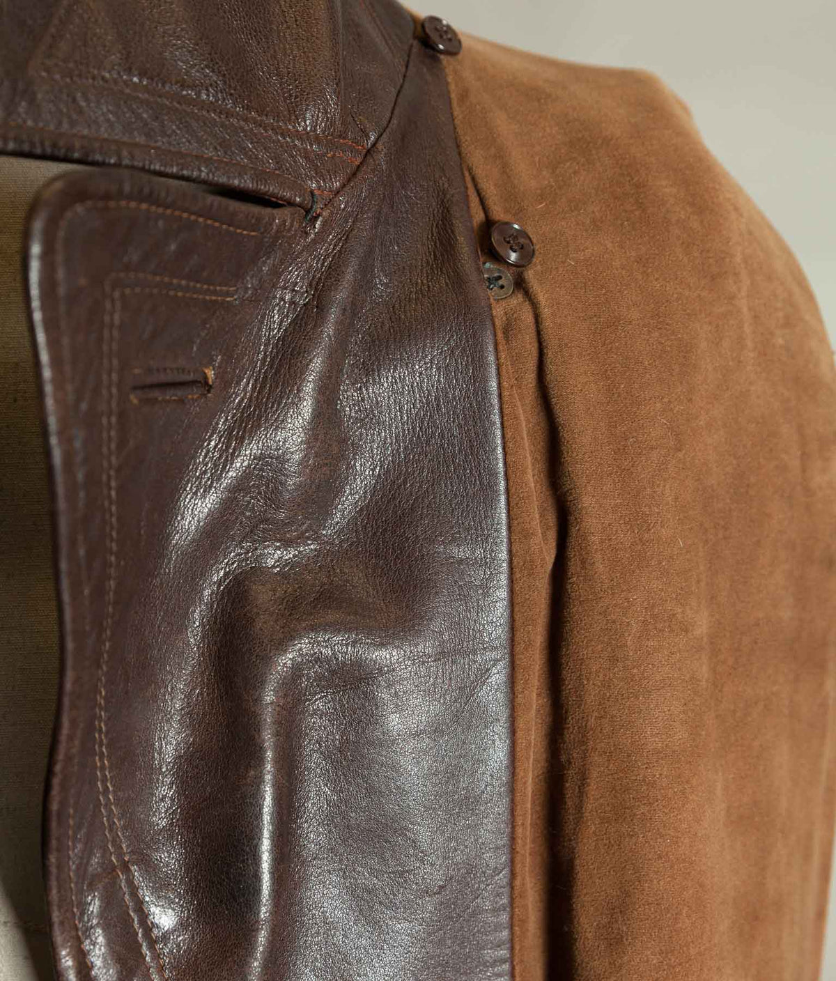 Original 1940s German Military Horsehide Leather Officer Trench Coat