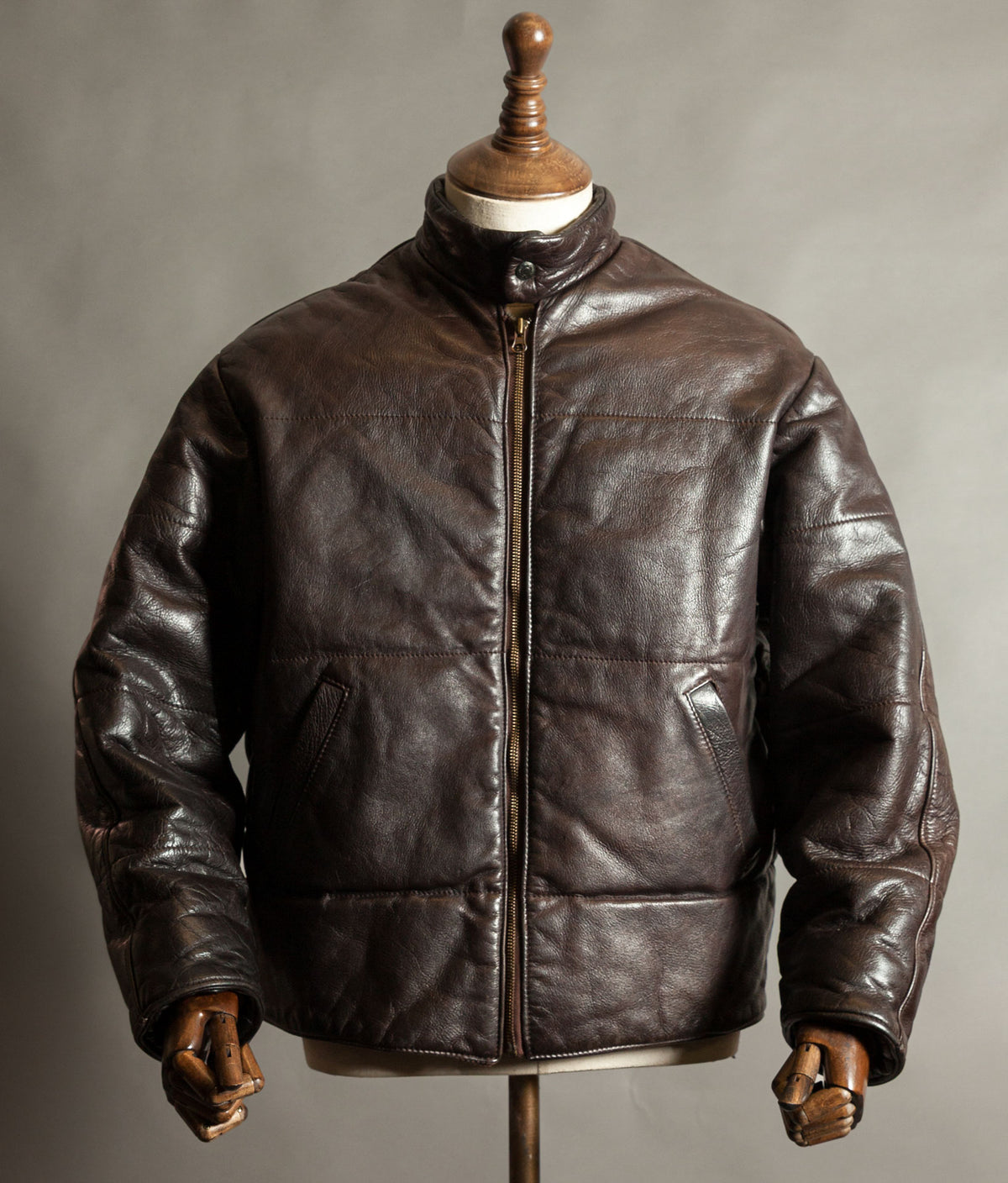 Vintage Chipie Big Horns Mountain Padded Leather Puffer Jacket