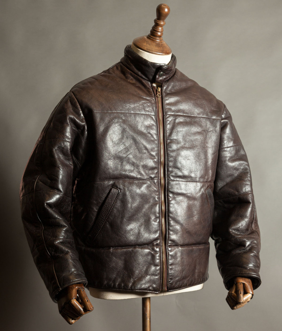 Vintage Chipie Big Horns Mountain Padded Leather Puffer Jacket