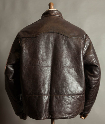 Vintage Chipie Big Horns Mountain Padded Leather Puffer Jacket