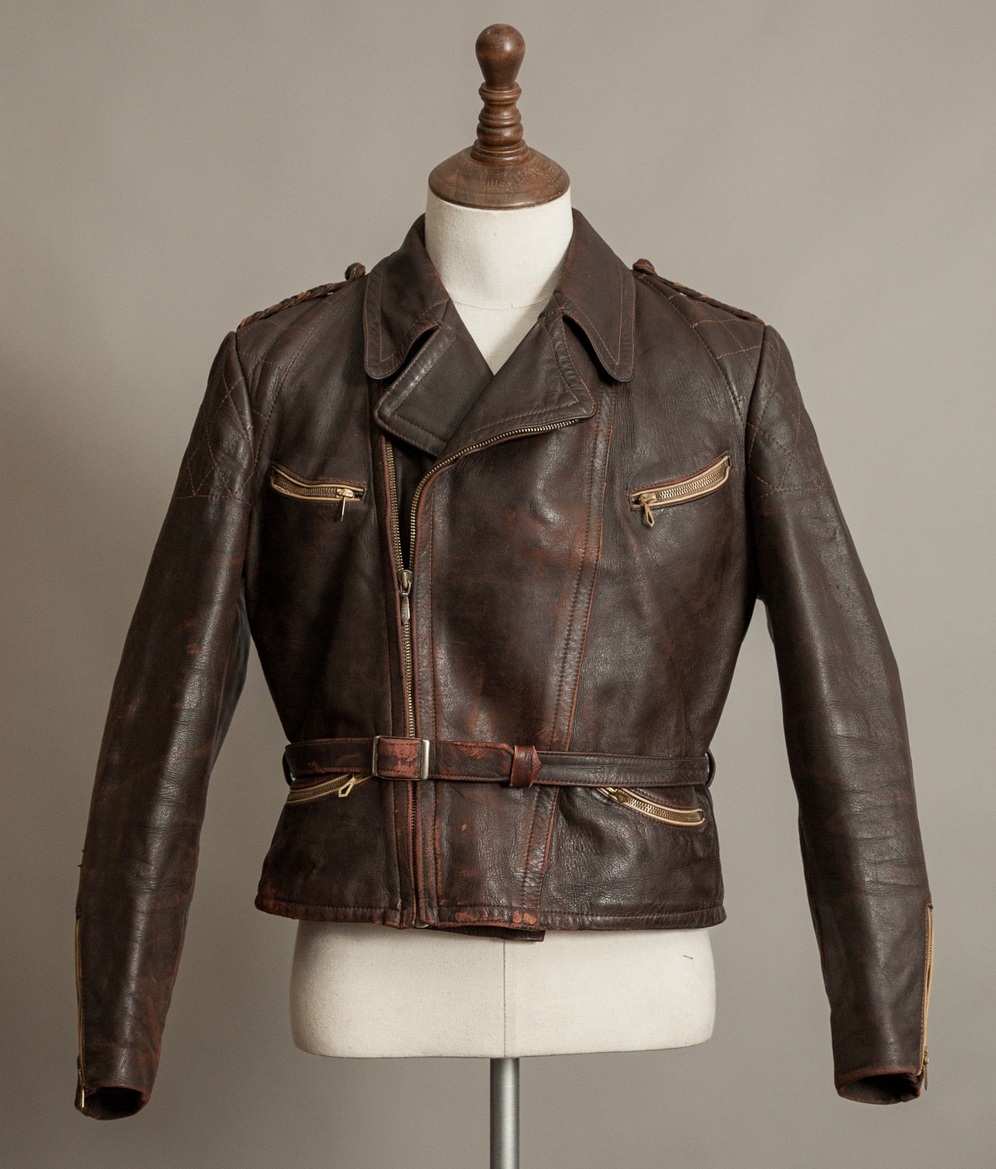 Vintage 1940s German Leather Motorcycle Jacket