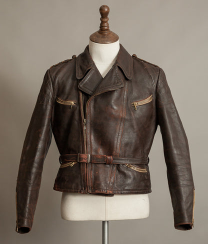Vintage 1940s German Leather Motorcycle Jacket