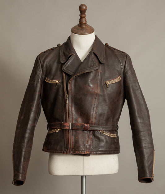 Vintage 1940s German Leather Motorcycle Jacket