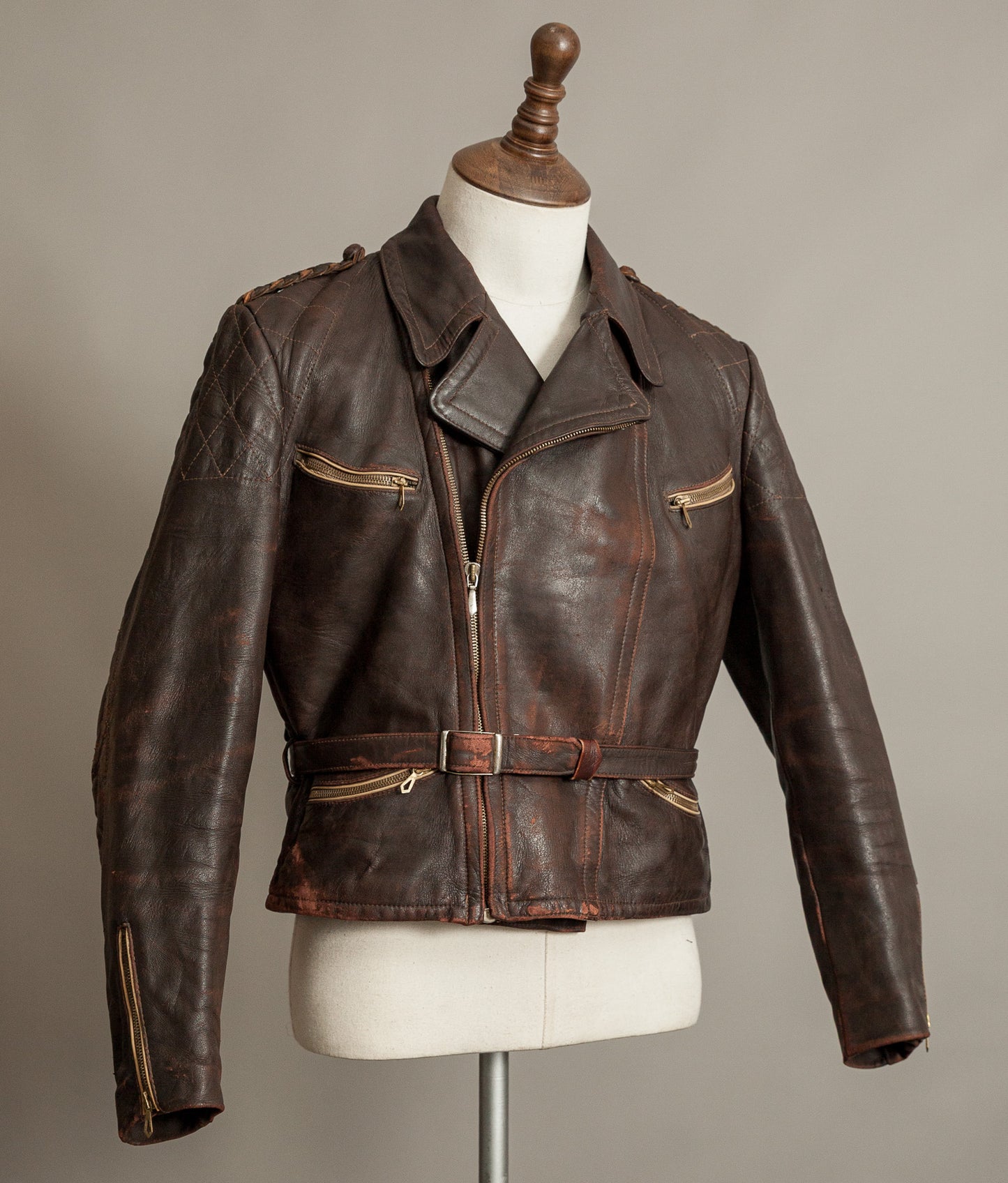 Vintage 1940s German Leather Motorcycle Jacket