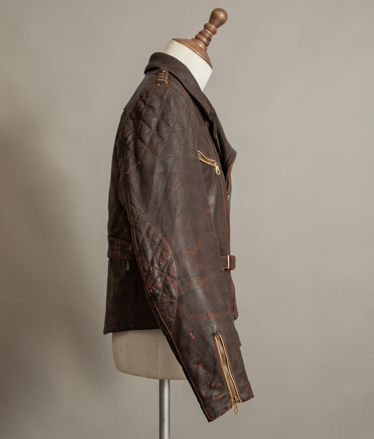 Vintage 1940s German Leather Motorcycle Jacket
