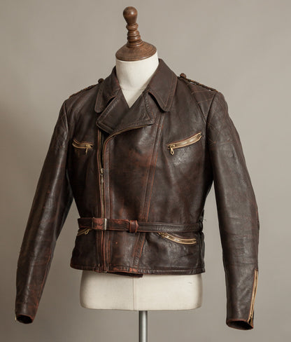 Vintage 1940s German Leather Motorcycle Jacket