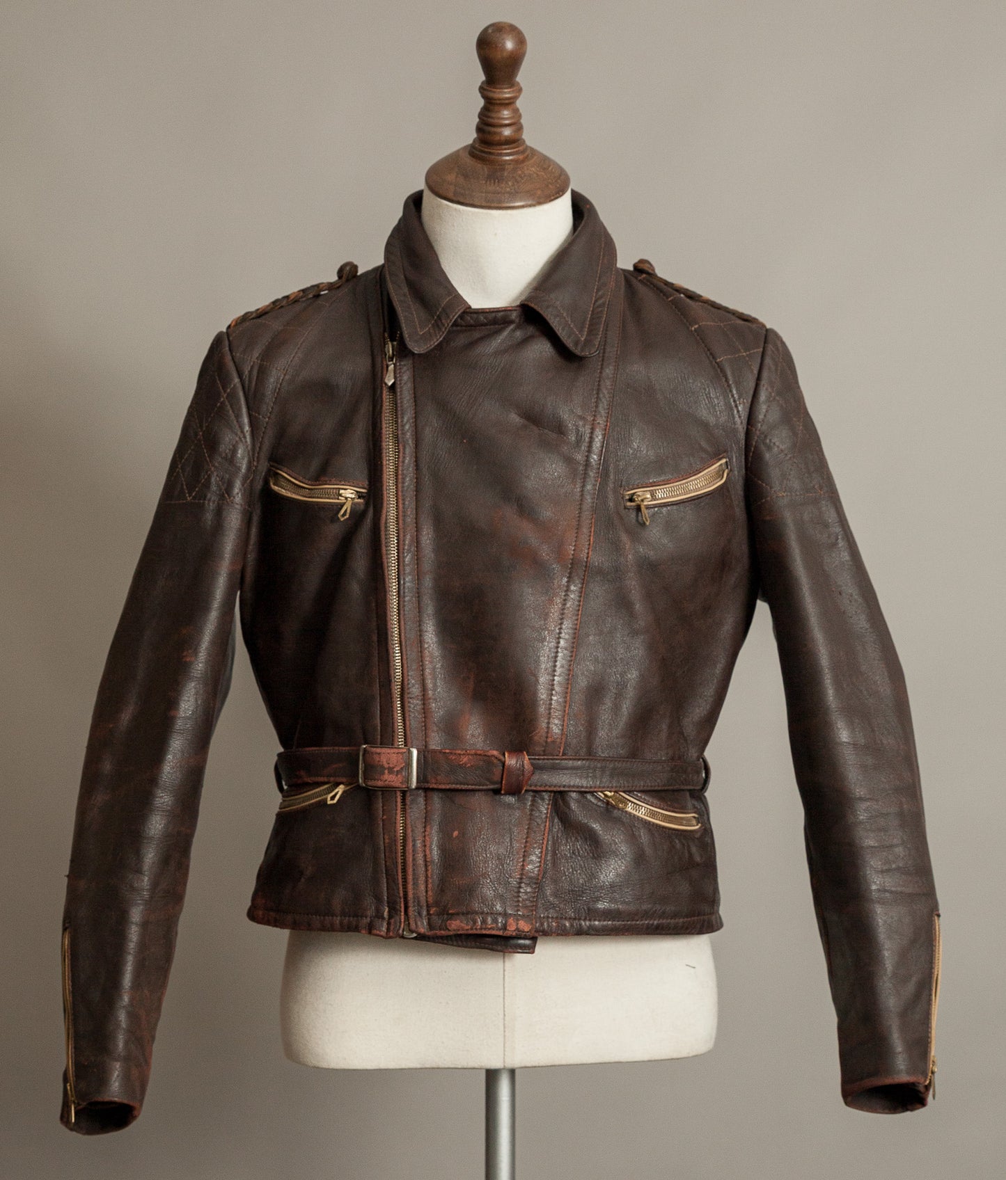 Vintage 1940s German Leather Motorcycle Jacket