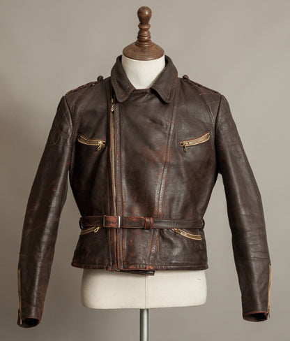 Vintage 1940s German Leather Motorcycle Jacket