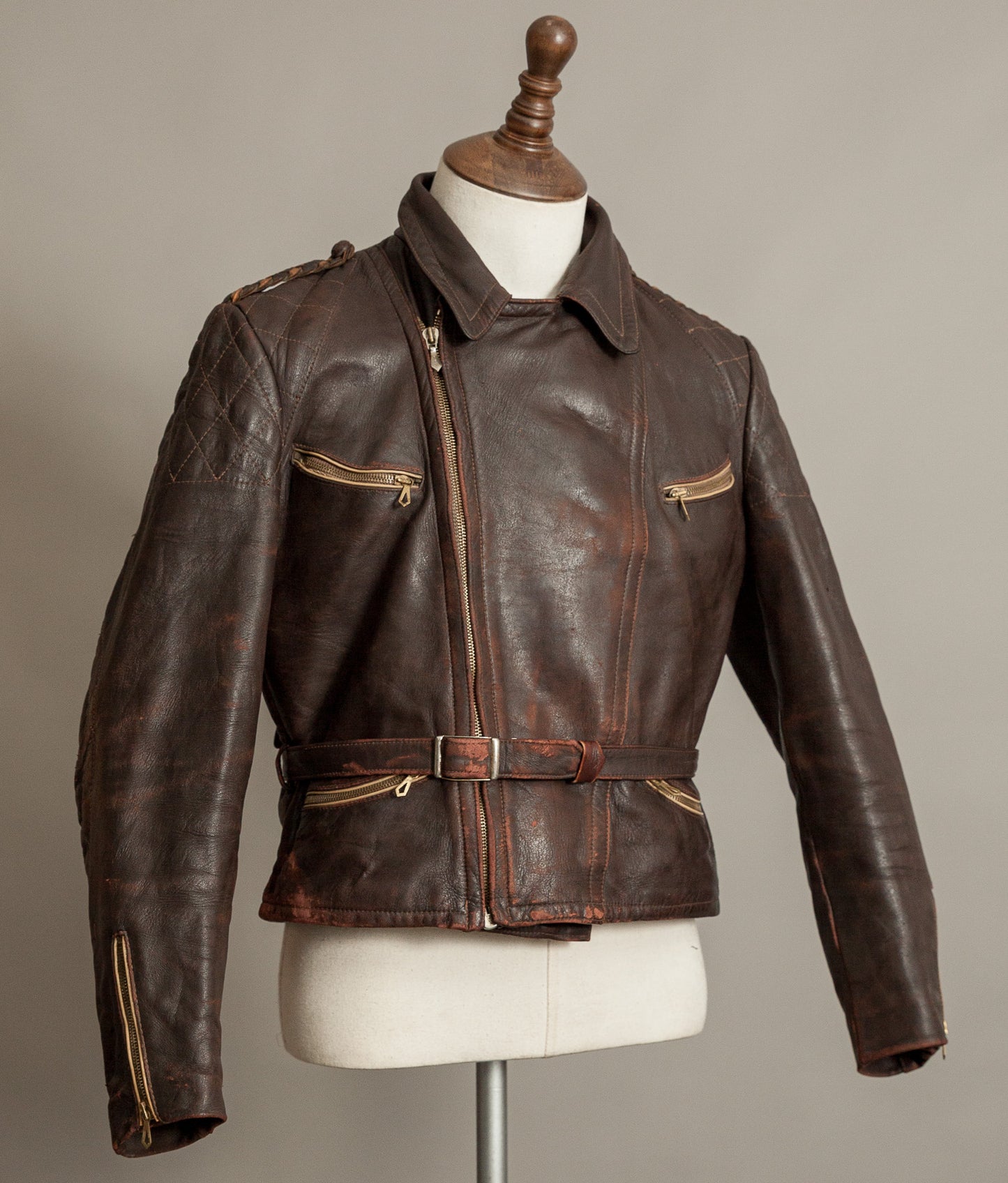 Vintage 1940s German Leather Motorcycle Jacket