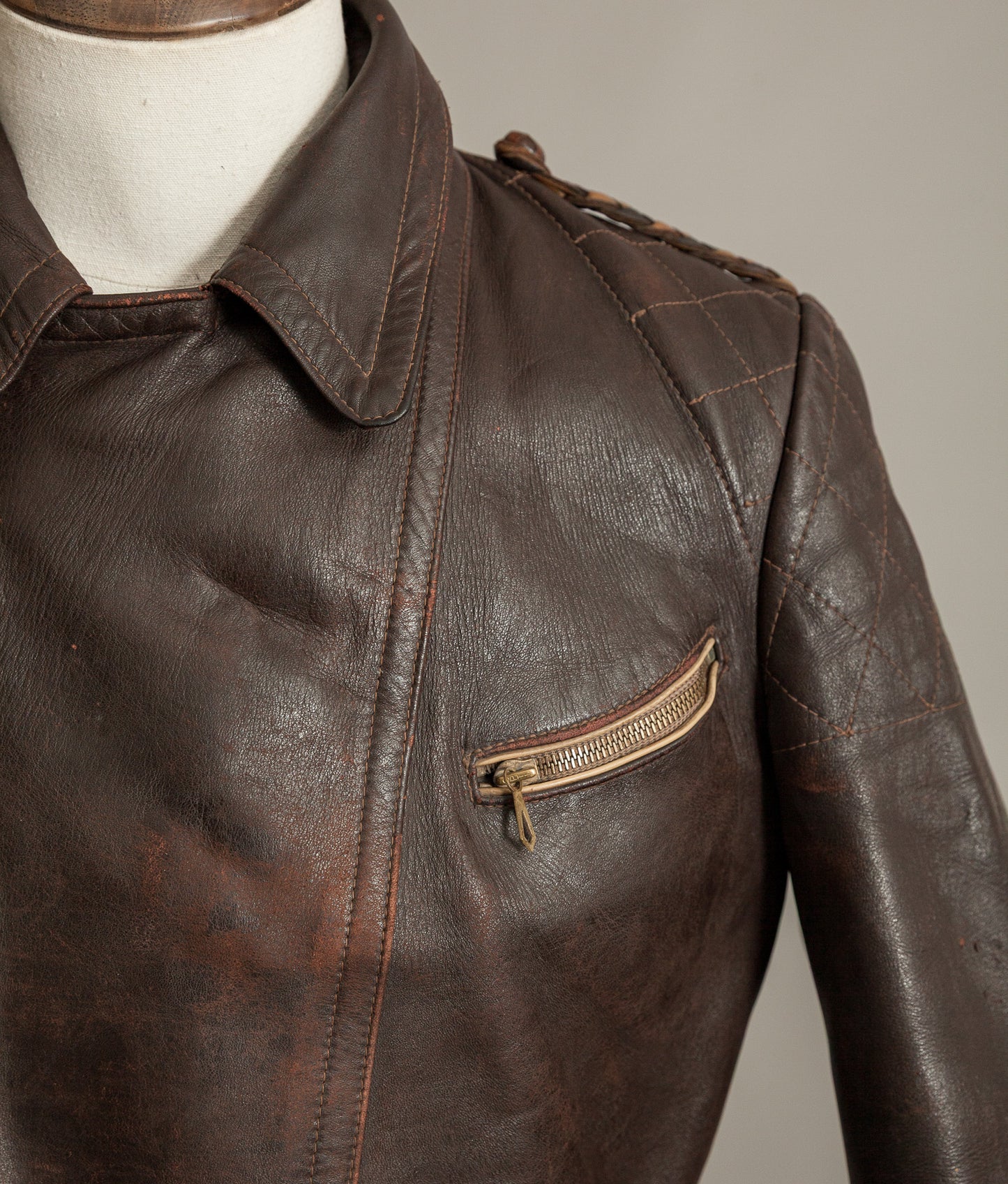 Vintage 1940s German Leather Motorcycle Jacket