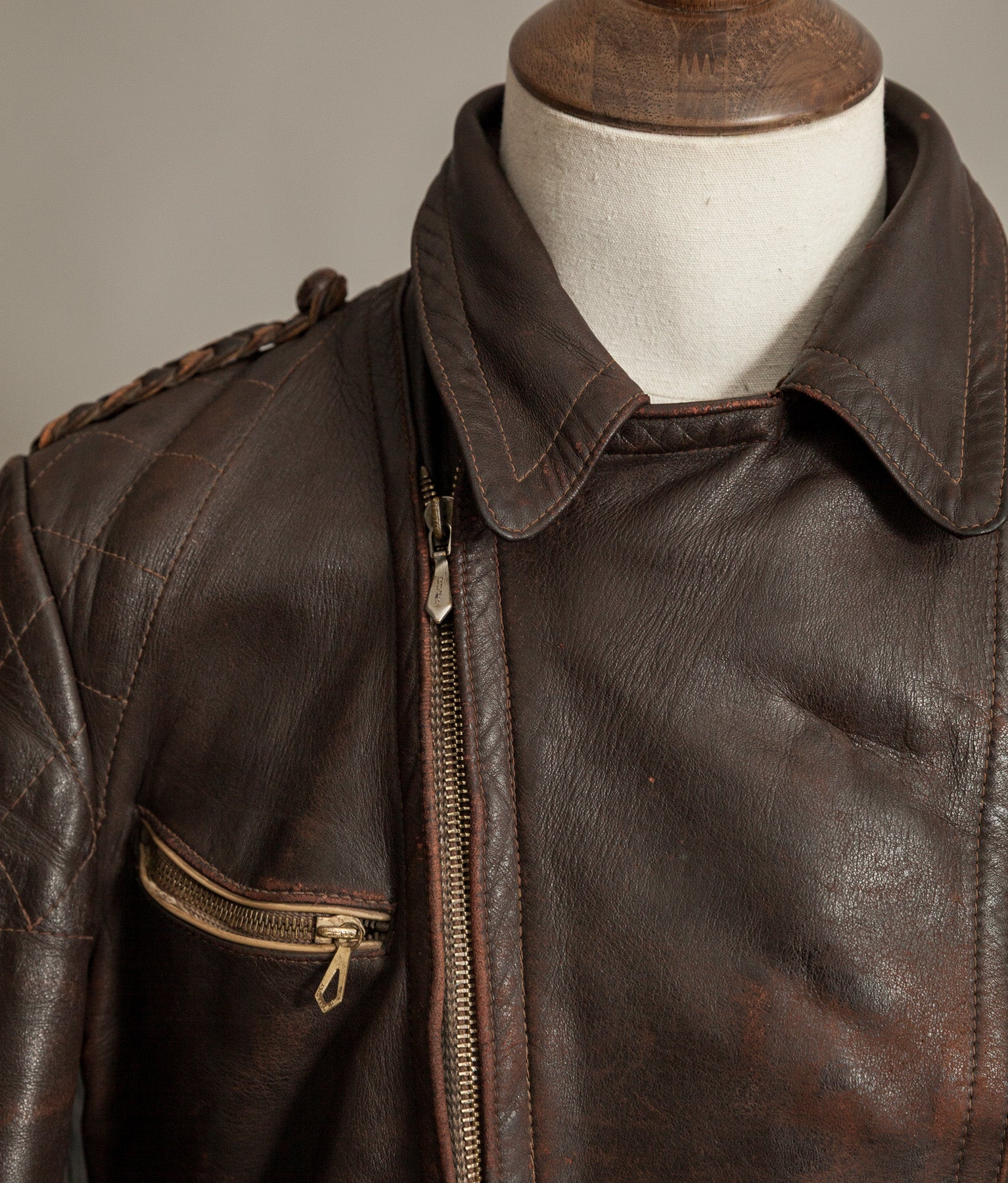 Vintage 1940s German Leather Motorcycle Jacket
