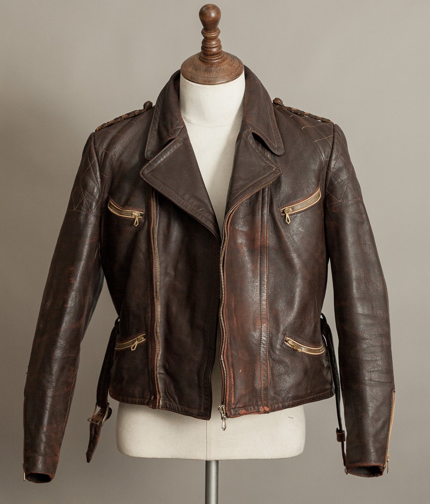 Vintage 1940s German Leather Motorcycle Jacket
