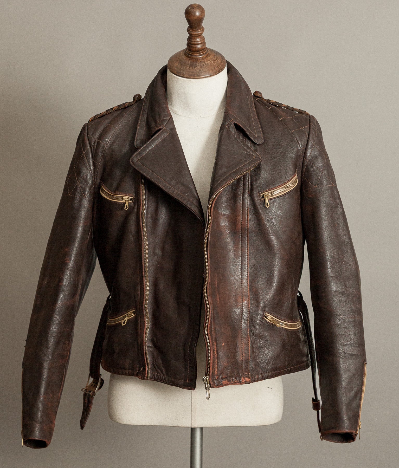 Vintage 1940s German Leather Motorcycle Jacket