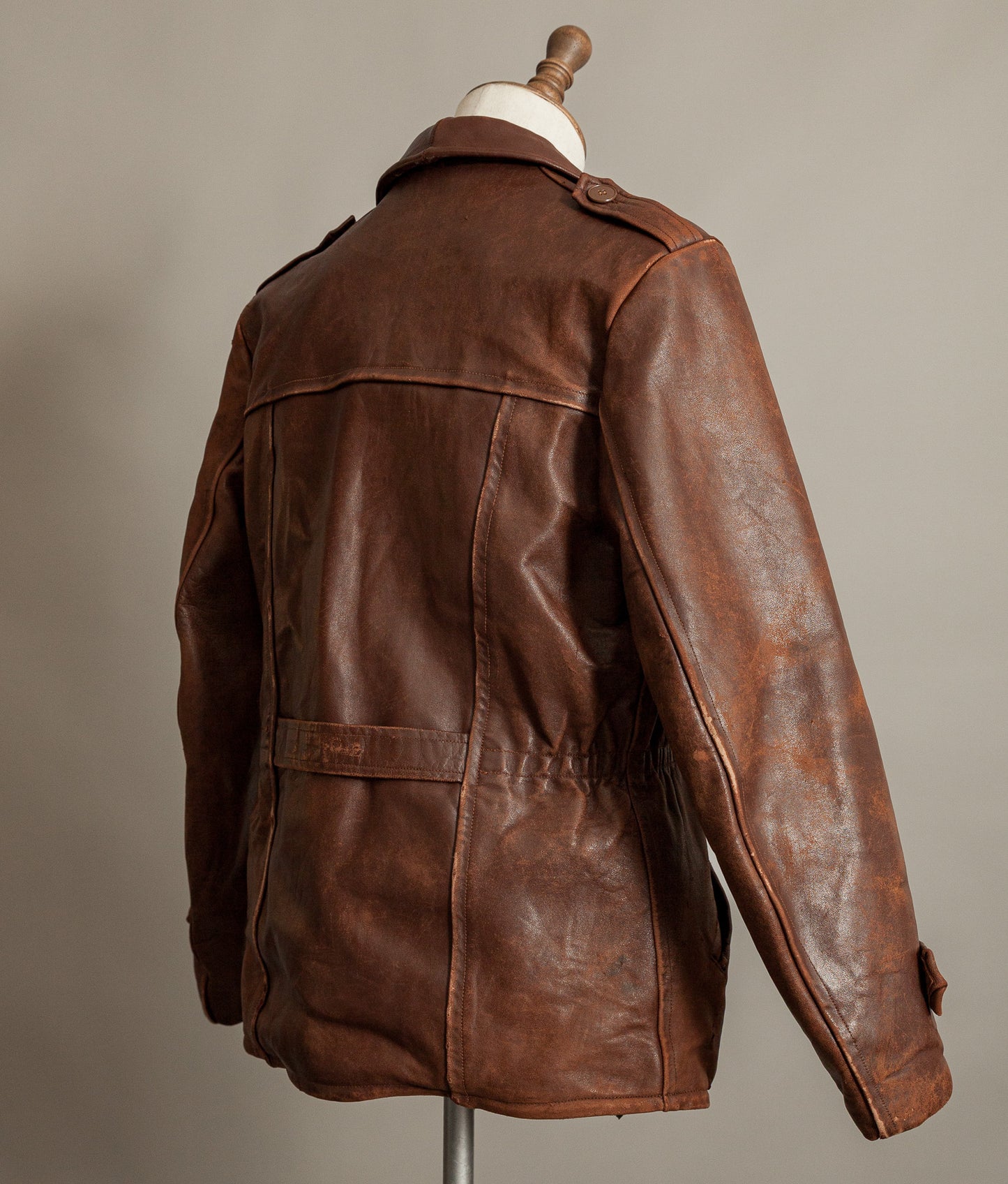 Vintage 1940s Swedish Belted Leather Motoring Coat