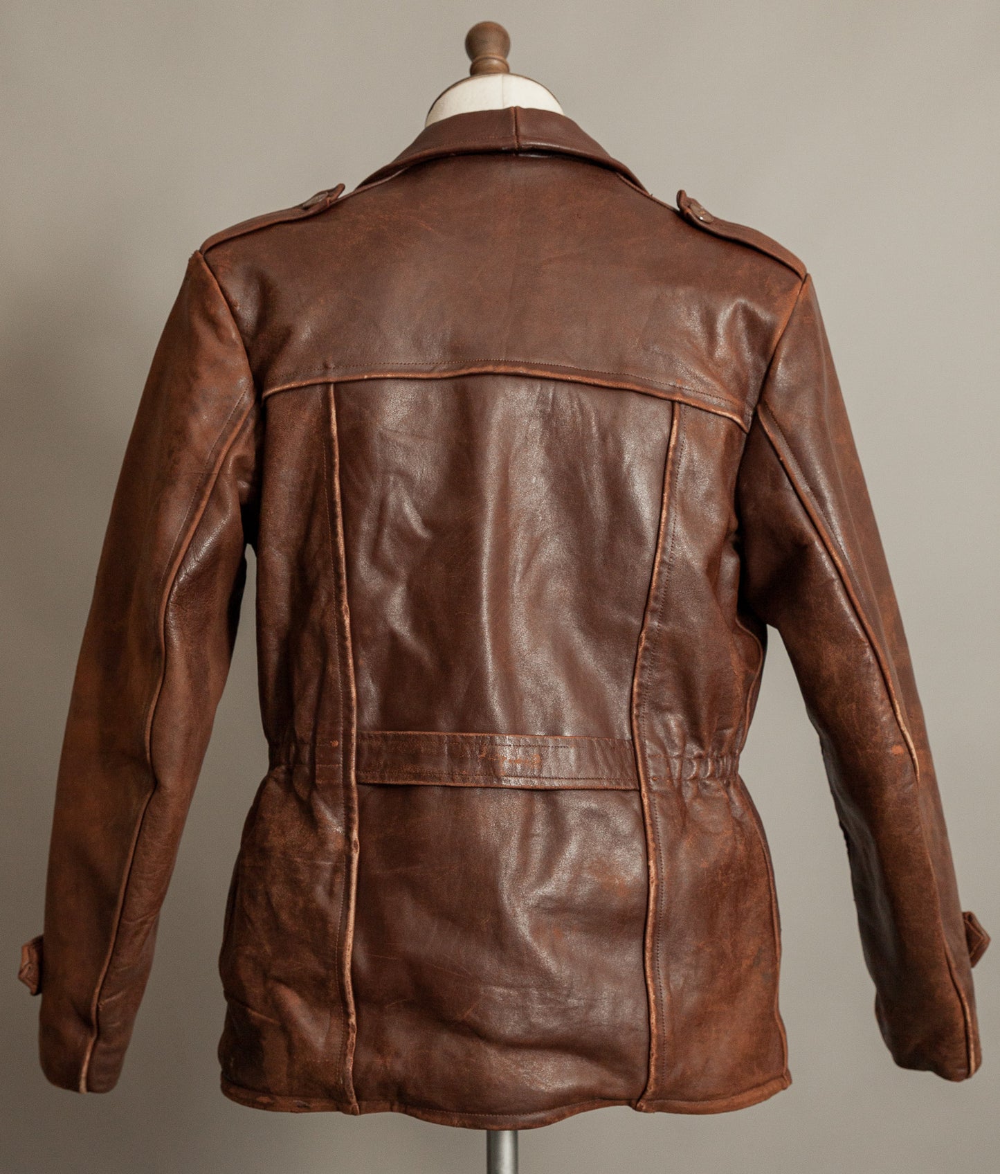 Vintage 1940s Swedish Belted Leather Motoring Coat