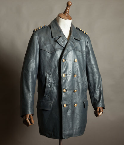 Original 1960s–70s West German Wasserschutzpolizei Leather River Police Jacket