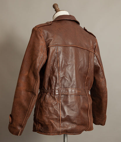 Vintage 1940s Swedish Belted Leather Motoring Coat