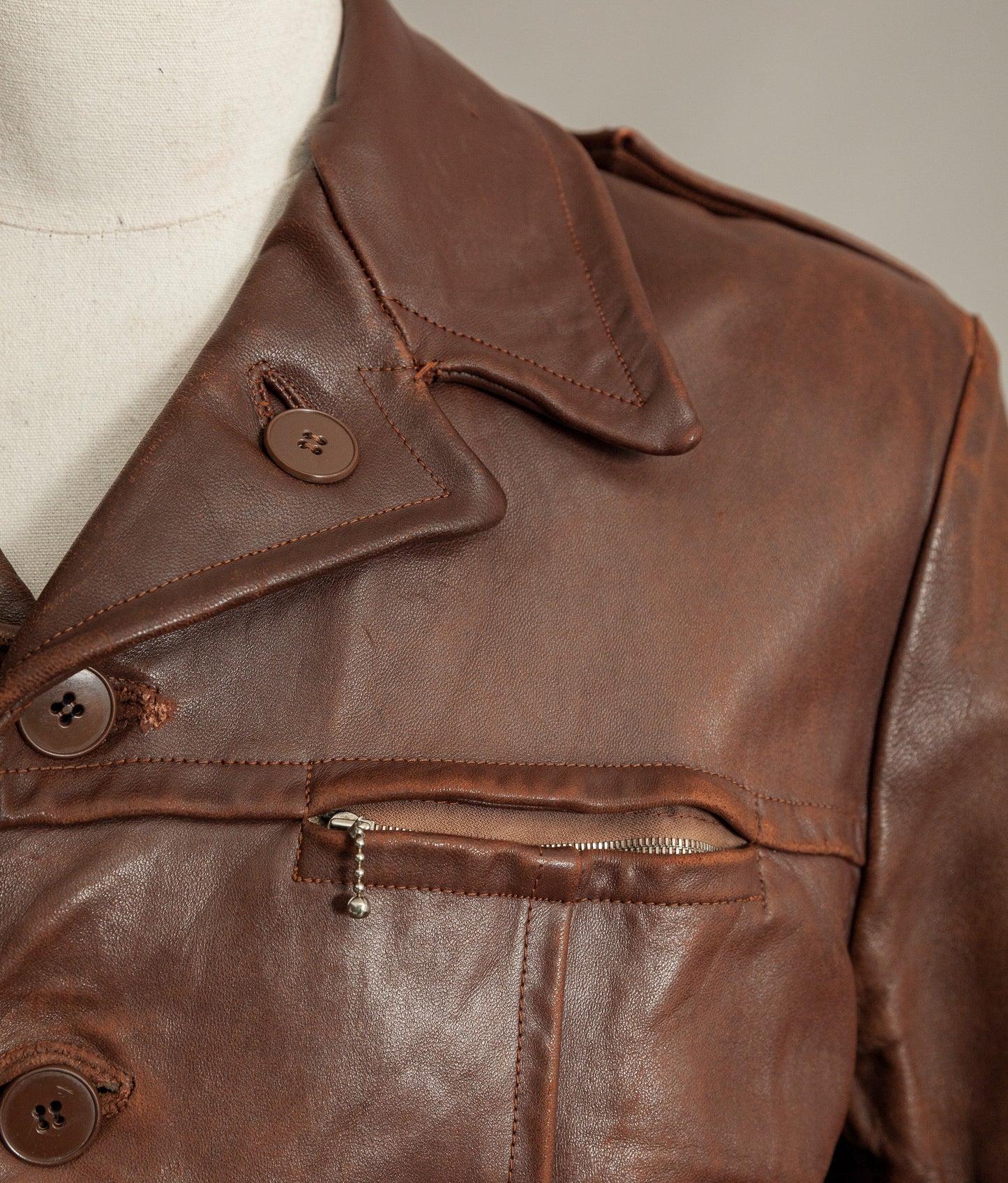Vintage 1940s Swedish Belted Leather Motoring Coat