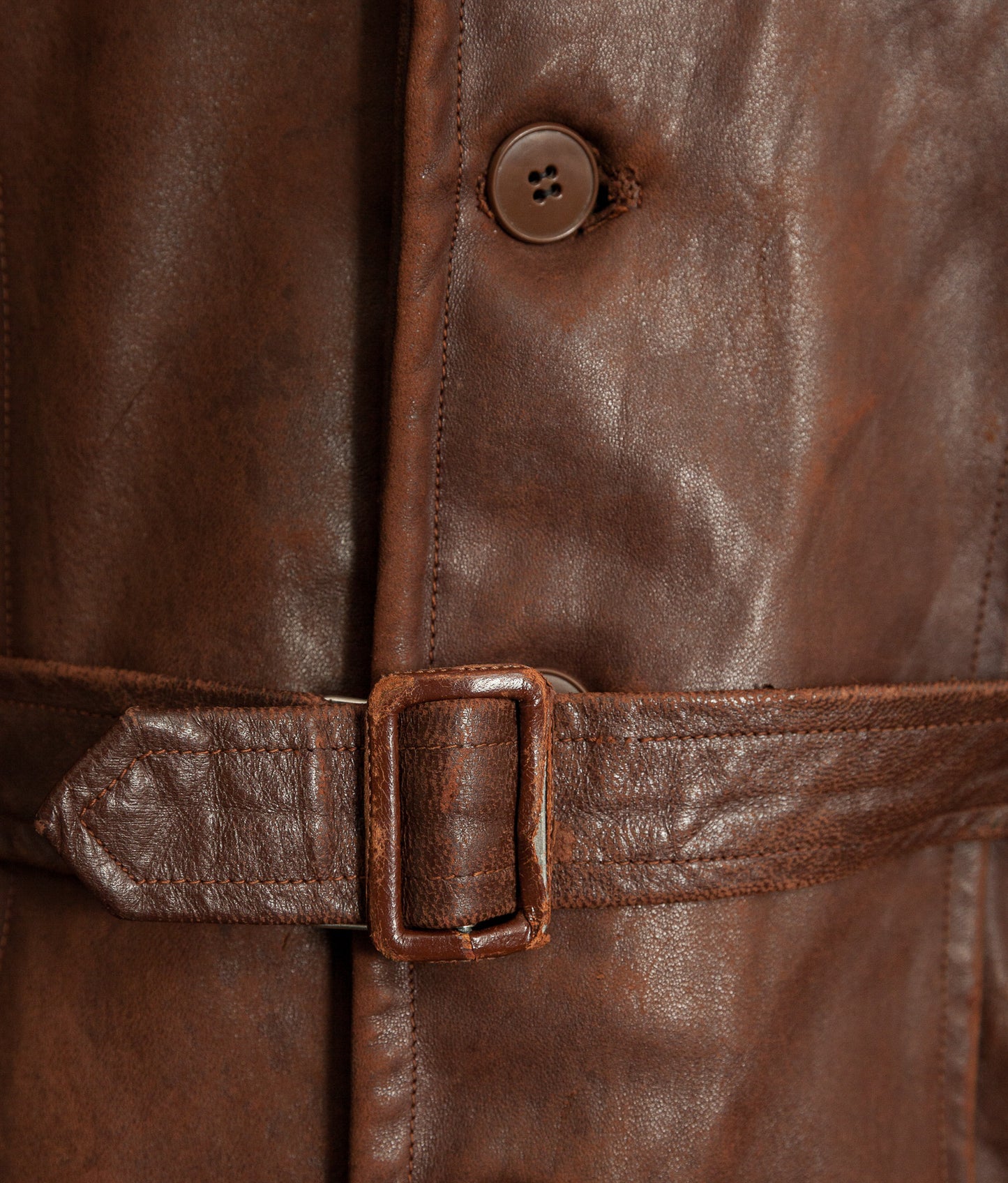 Vintage 1940s Swedish Belted Leather Motoring Coat