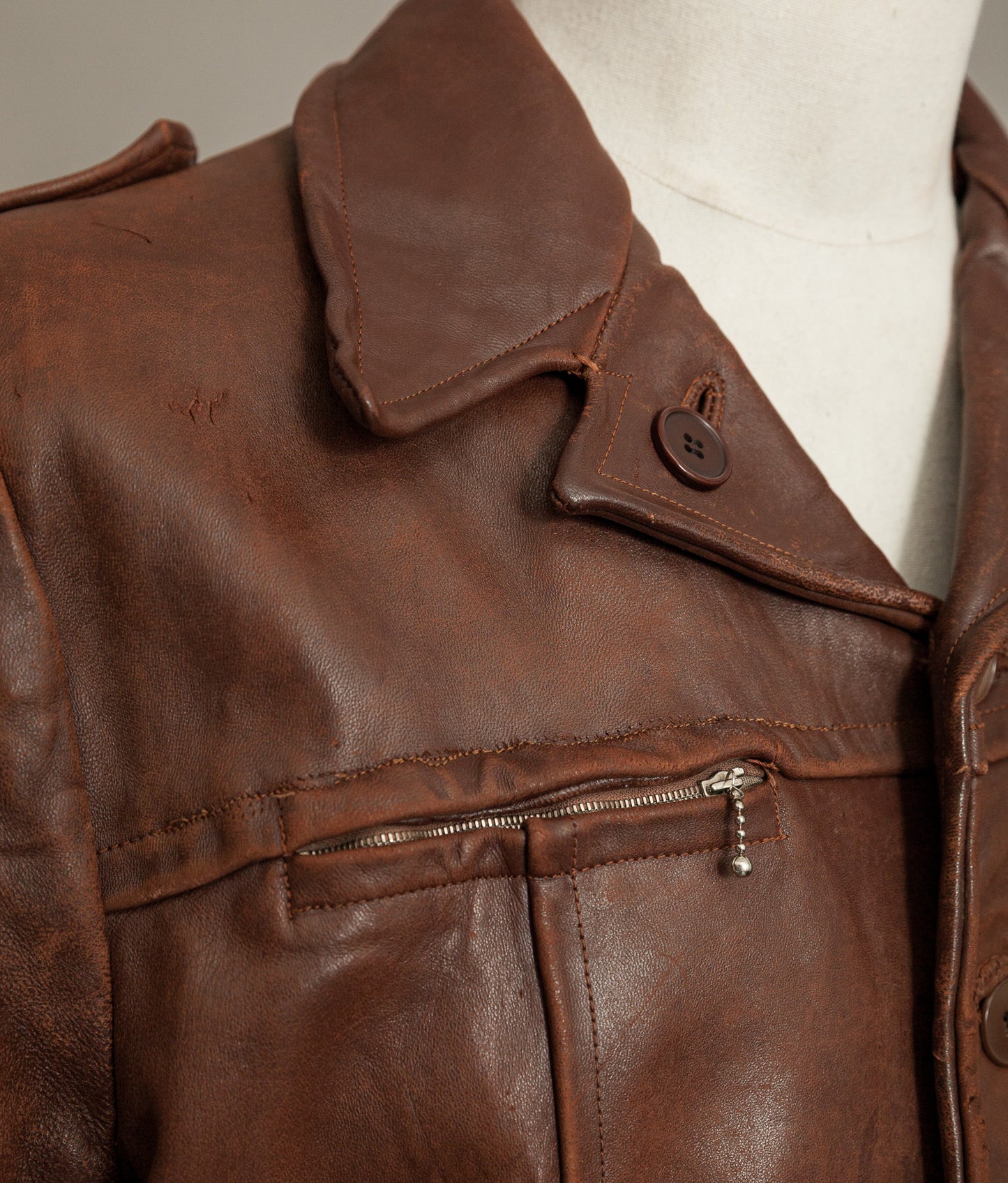 Vintage 1940s Swedish Belted Leather Motoring Coat