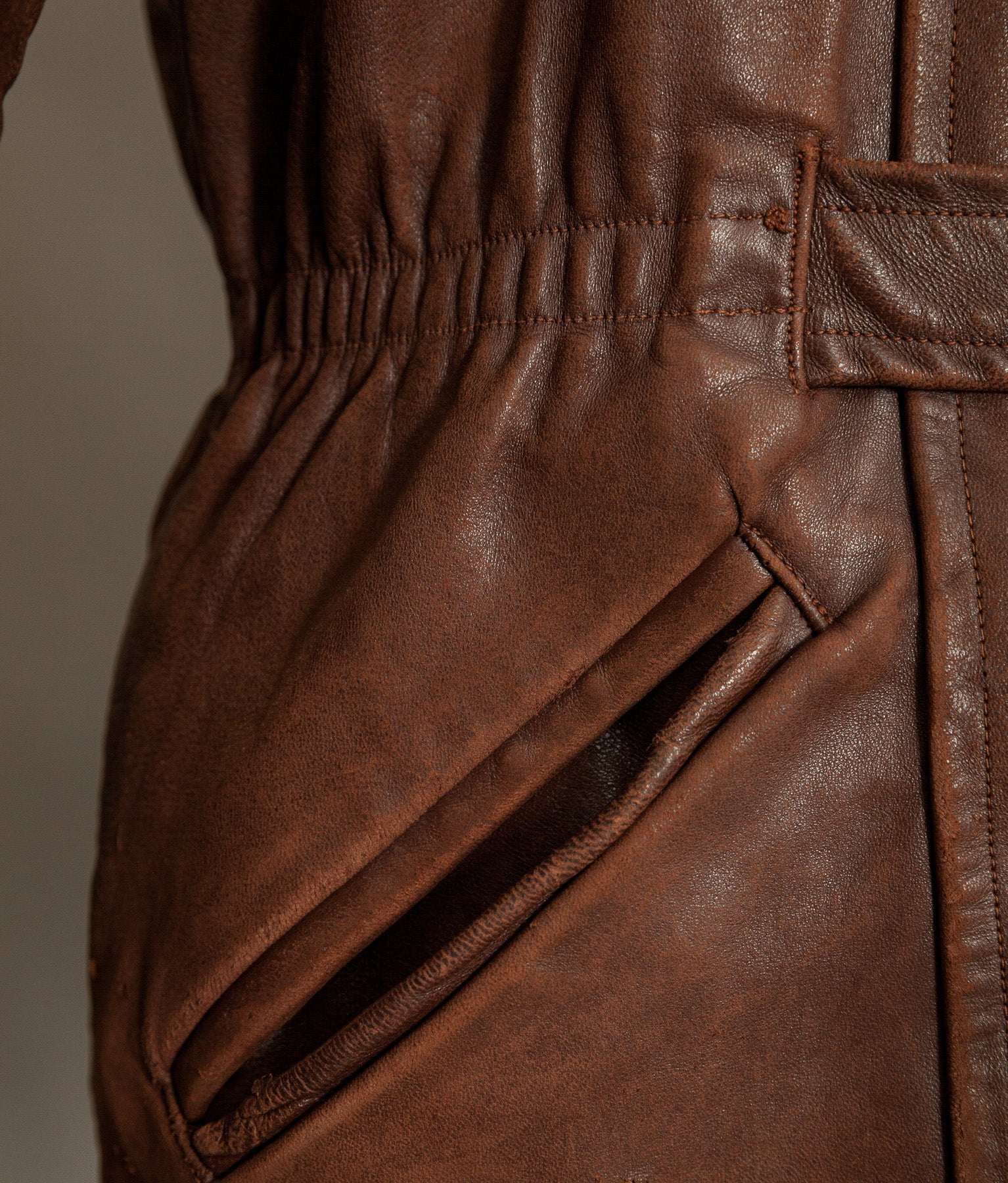 Vintage 1940s Swedish Belted Leather Motoring Coat
