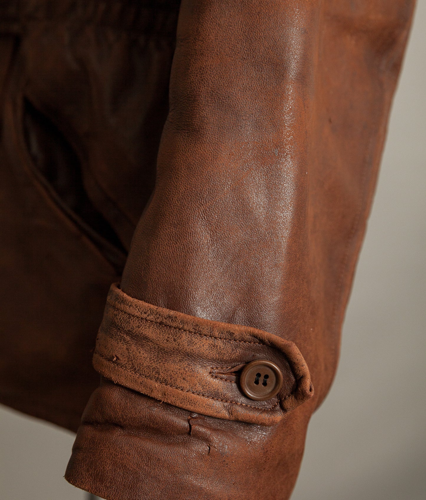 Vintage 1940s Swedish Belted Leather Motoring Coat