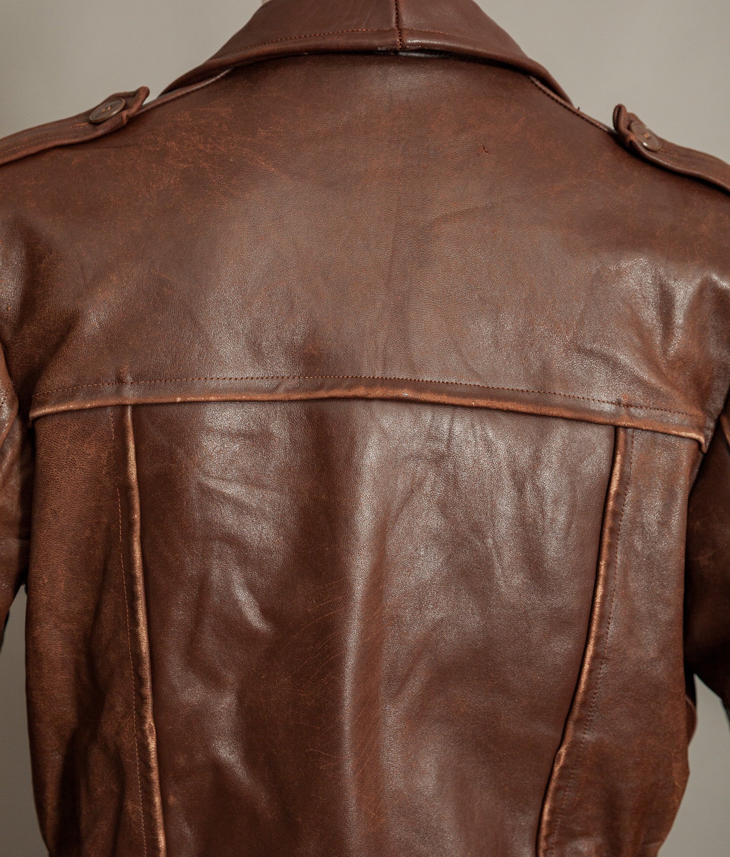 Vintage 1940s Swedish Belted Leather Motoring Coat
