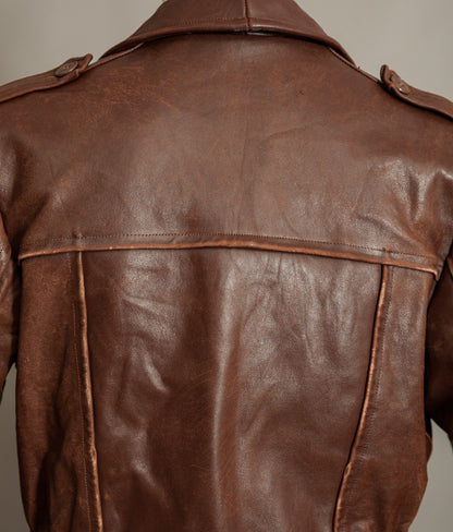 Vintage 1940s Swedish Belted Leather Motoring Coat