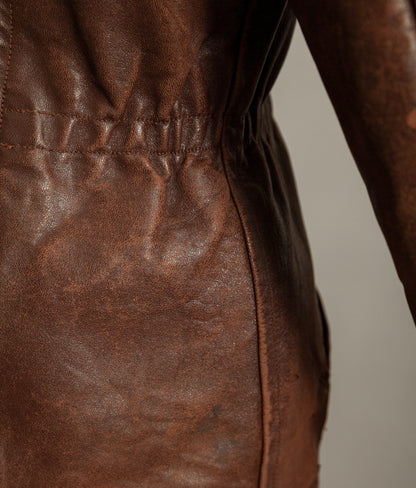 Vintage 1940s Swedish Belted Leather Motoring Coat