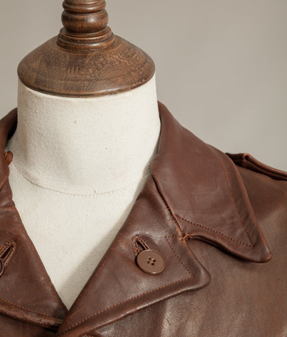 Vintage 1940s Swedish Belted Leather Motoring Coat