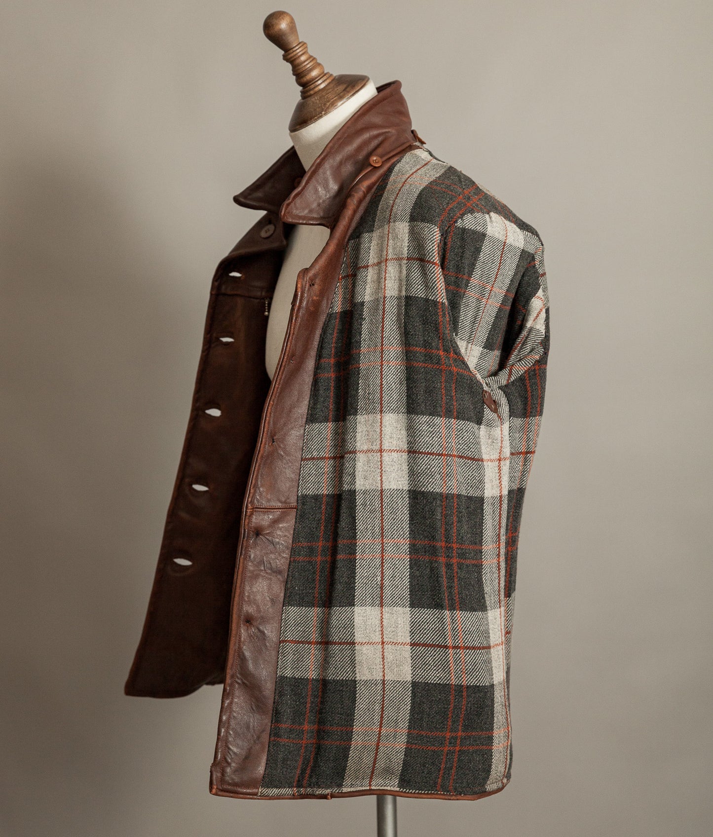 Vintage 1940s Swedish Belted Leather Motoring Coat