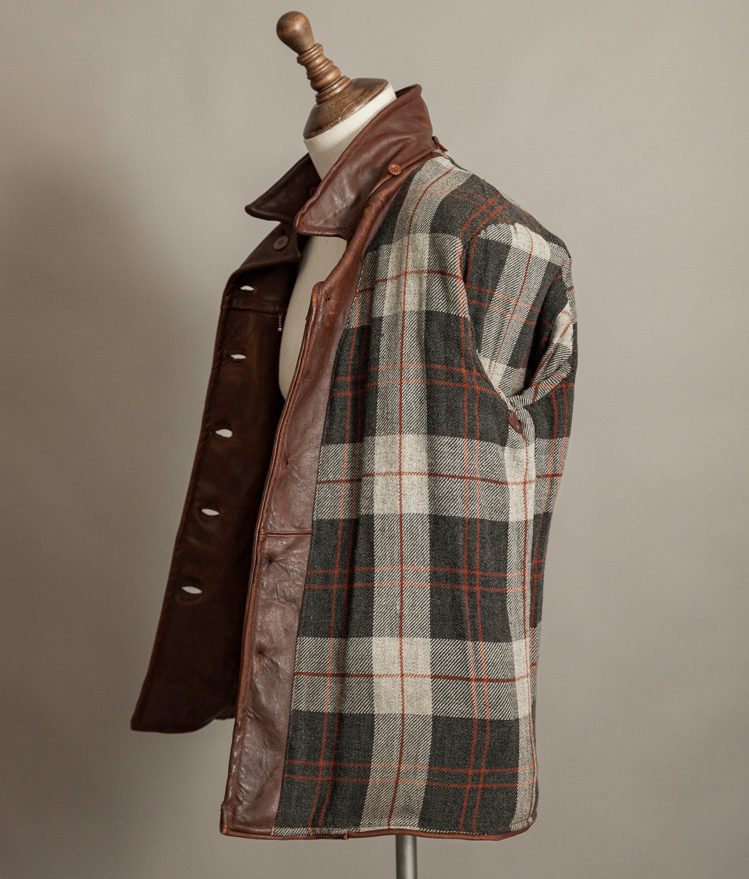 Vintage 1940s Swedish Belted Leather Motoring Coat