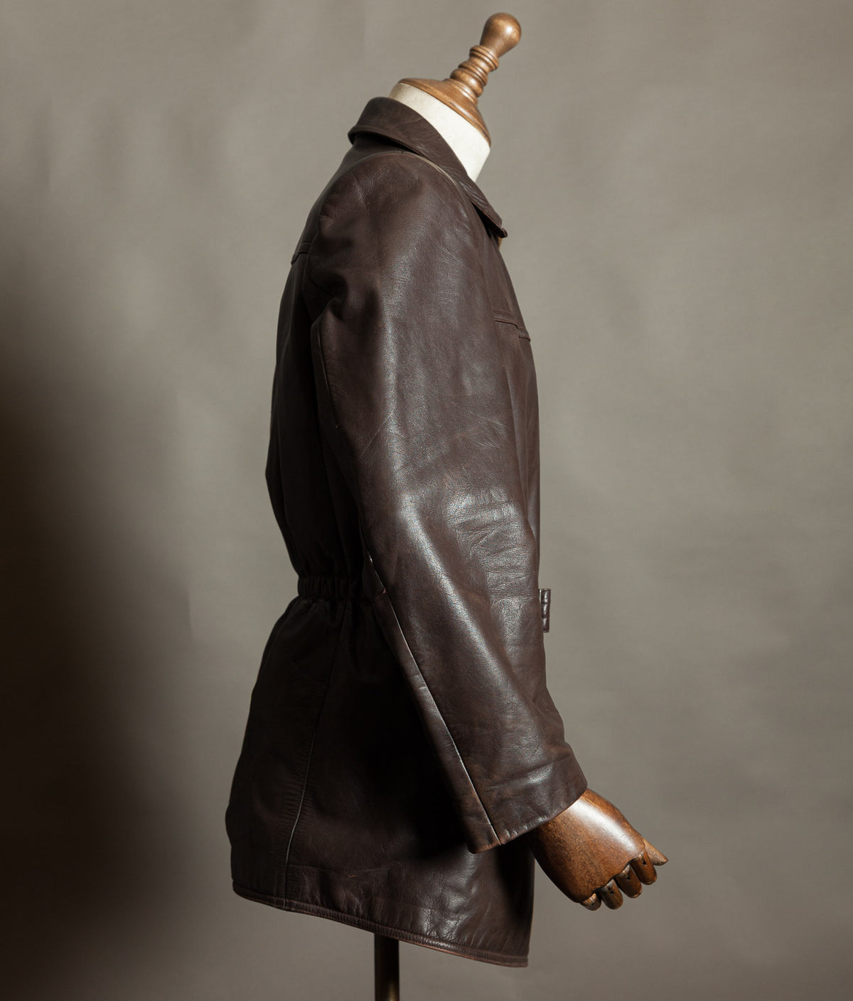 Original 1940s German Horsehide Leather Belted Jacket ZIPP Hardware