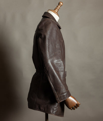 Original 1940s German Horsehide Leather Belted Jacket ZIPP Hardware