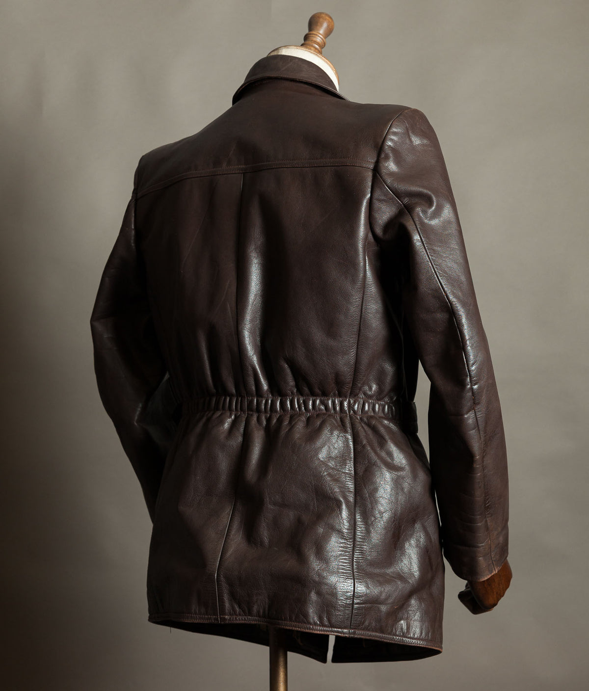 Original 1940s German Horsehide Leather Belted Jacket ZIPP Hardware