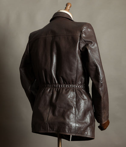 Original 1940s German Horsehide Leather Belted Jacket ZIPP Hardware