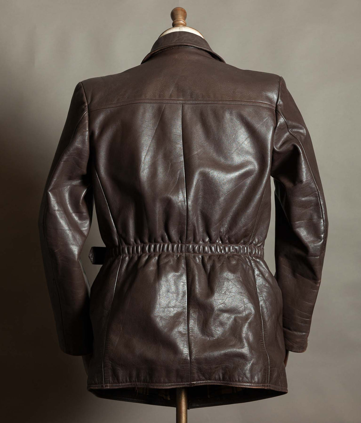 Original 1940s German Horsehide Leather Belted Jacket ZIPP Hardware