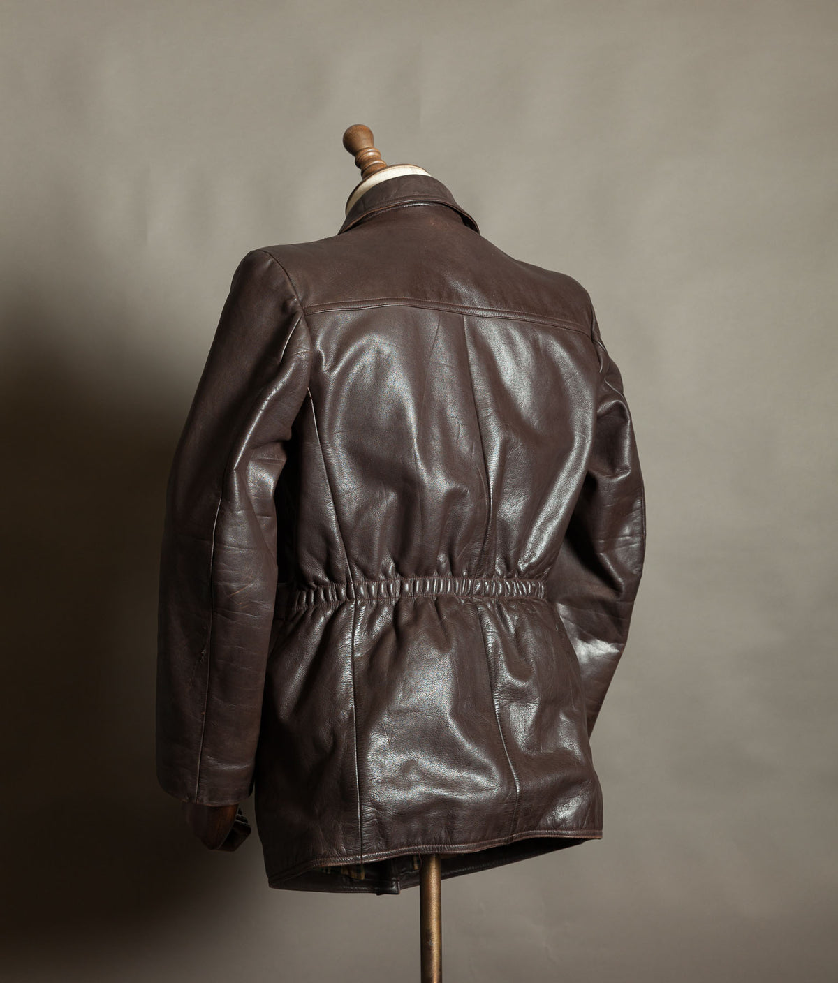 Original 1940s German Horsehide Leather Belted Jacket ZIPP Hardware