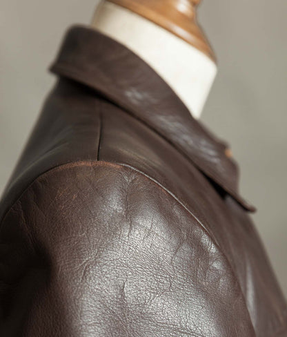 Original 1940s German Horsehide Leather Belted Jacket ZIPP Hardware