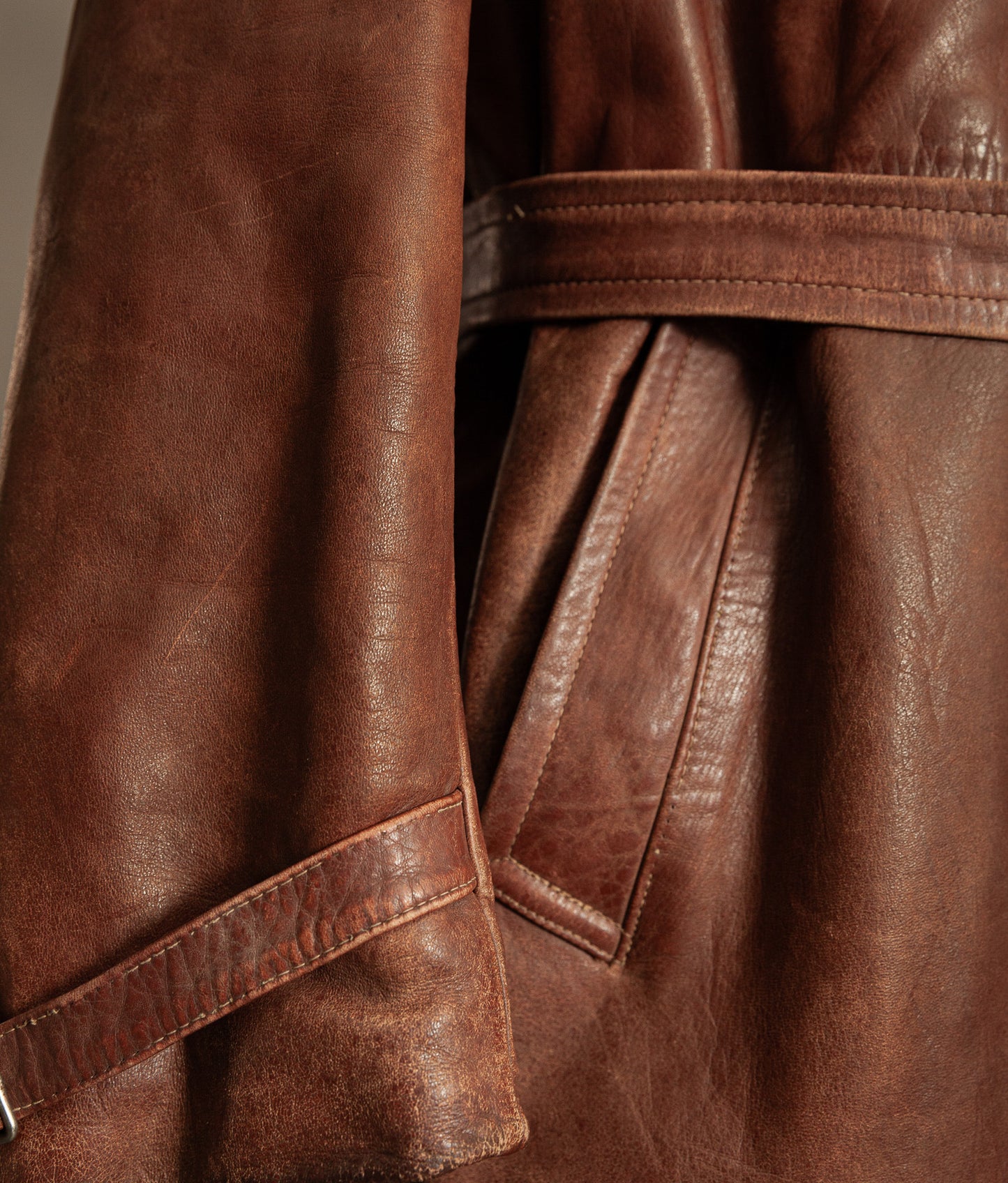 Original WW2 German Horsehide Leather Trench Coat