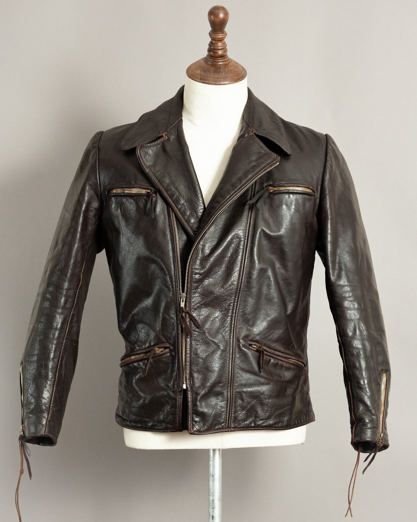 1950s German Horsehide Leather Motorcycle Jacket Small (38)