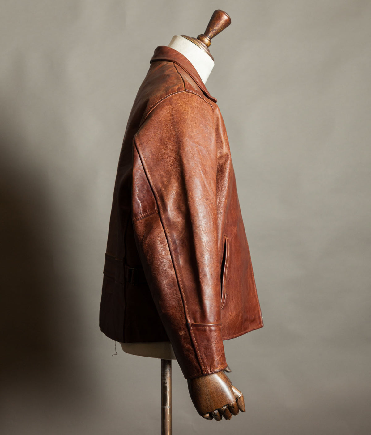 Vintage 1990s Red Tips Made in Italy Cognac Steerhide Leather Single Rider Jacket